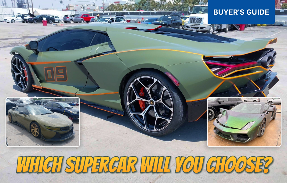 Which Salvage Supercar Would You Choose? Gallardo, i8, or Revuelto?